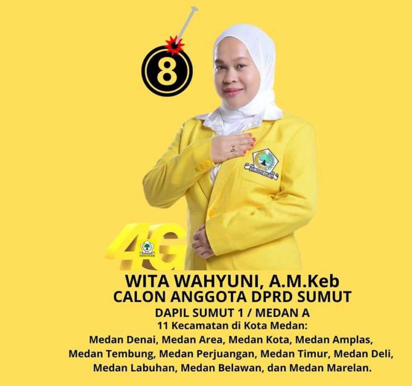 Calon Anggota DPRD Sumut Nomor Urut 8 dari Partai Golkar Dapil Sumut 1/Medan A, Wita Wahyuni, A.M.Keb.