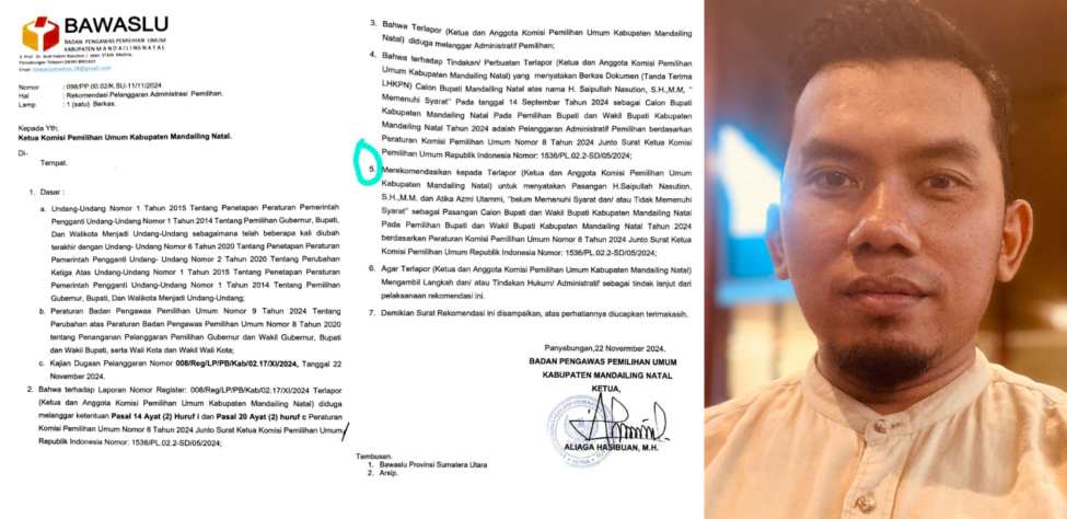 Rekomendasi Bawaslu Madina. Kanan, Wakil Direktur Pusat Kajian Parpol dan Pemilu Fisip USU, Fuad Ginting